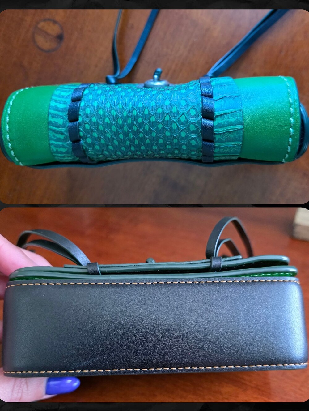 Coach 1941 86819 Dinkier Green Snakeskin Whipstitch Leather Crossbody Bag - Picture 12 of 16